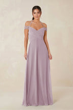 A-Line Off-the-Shoulder Chiffon Bridesmaid Dress in Dusk