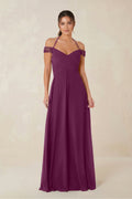 A-Line Off-the-Shoulder Chiffon Bridesmaid Dress in Fig
