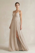 A-Line Spaghetti Strap Chiffon Bridesmaid Dress in Frost