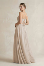 A-Line Spaghetti Strap Chiffon Bridesmaid Dress in Frost