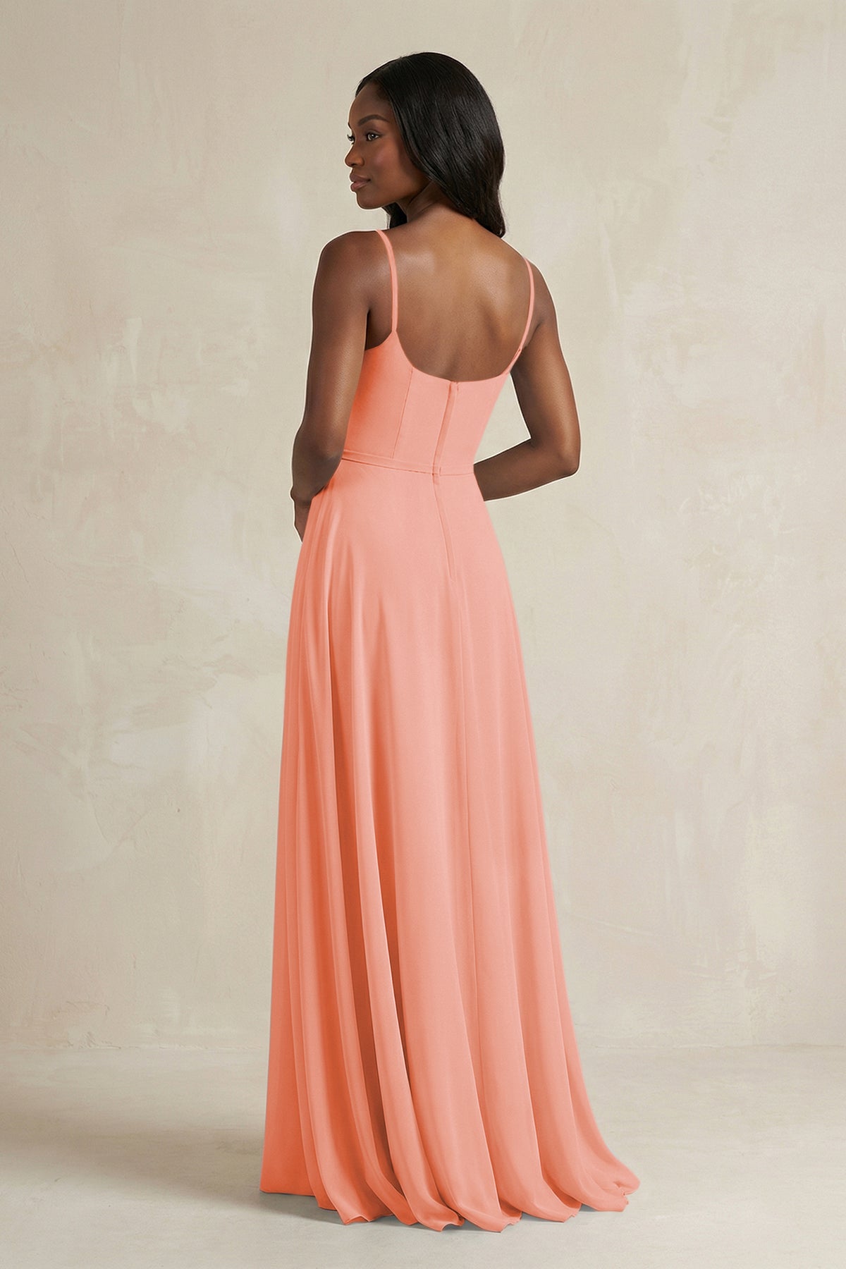 A-Line Spaghetti Straps Chiffon Bridesmaid Dress in Rosette