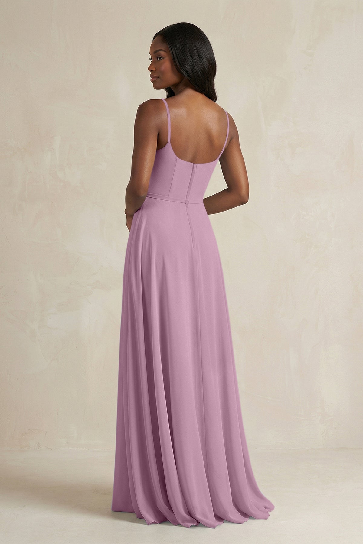 A-Line Spaghetti Straps Chiffon Bridesmaid Dress in Wisteria
