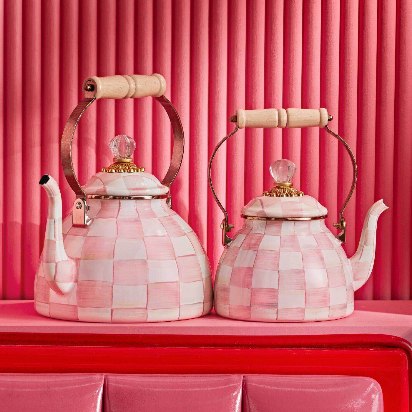 New Rosy Check Enamel Tea Kettle 2.84L