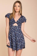 Ayleen Floral Peek-A-Boo Dress Navy